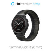 Pasek do Garmin, QuickFit 26mm, Nylonowy, Szary, Gray, FixPremium