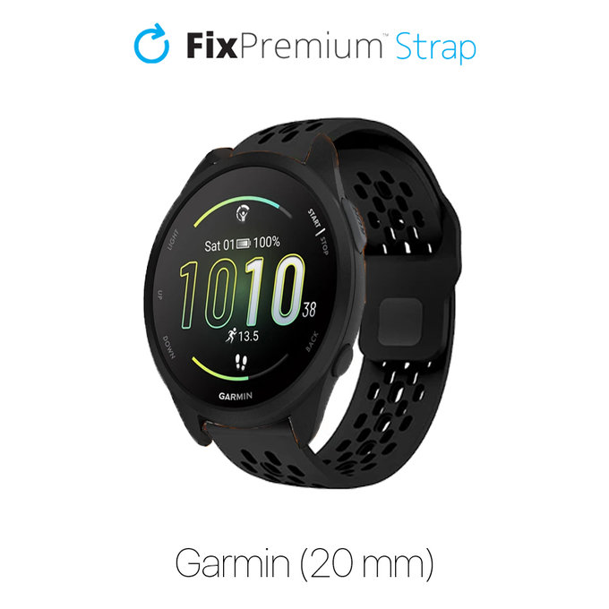 Pasek Silikonowy Universalny do Garmin (20mm), czarny, black, FixPremium