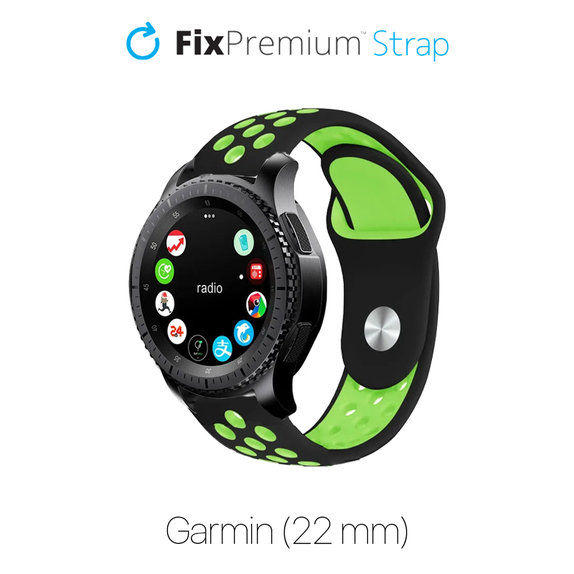 Pasek Silikonowy Sportowy do Garmin (22mm), czarny, black, FixPremium