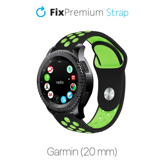 Pasek Silikonowy Sportowy do Garmin (20mm), czarny, black, FixPremium