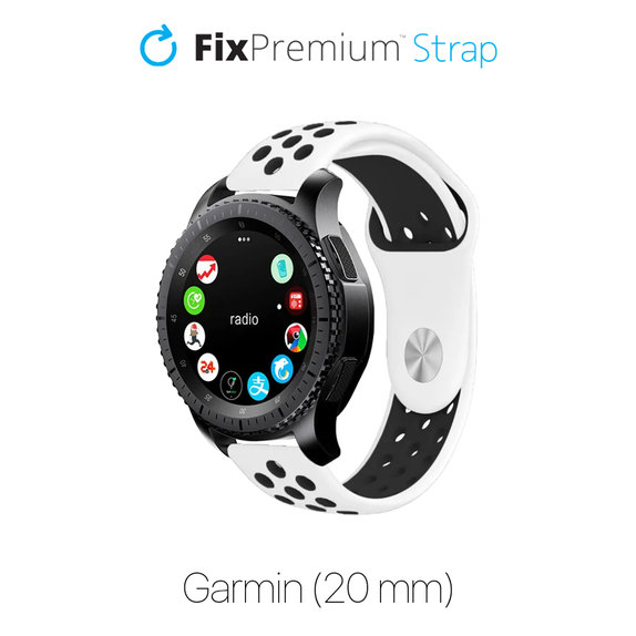 Pasek Silikonowy Sportowy do Garmin (20mm), biały, white, FixPremium