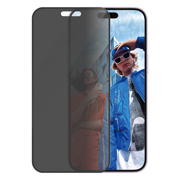 Szkło hartowane UWF Privacy z aplikatorem do iPhone 16 Plus, czarny, black, PanzerGlass