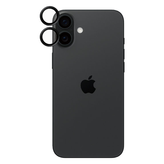 Ochraniacz obiektywu aparatu Hoops do iPhone 16, 16 Plus, czarny, black, PanzerGlass
