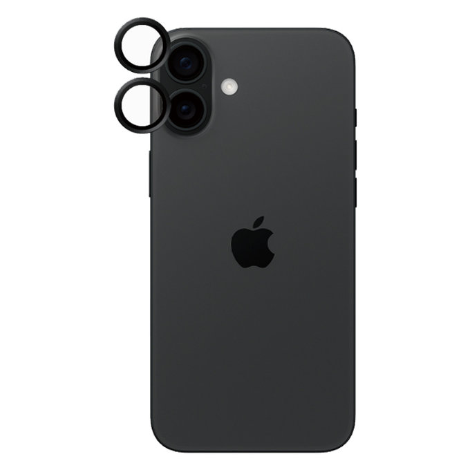 Ochraniacz obiektywu aparatu Hoops do iPhone 16, 16 Plus, czarny, black, PanzerGlass