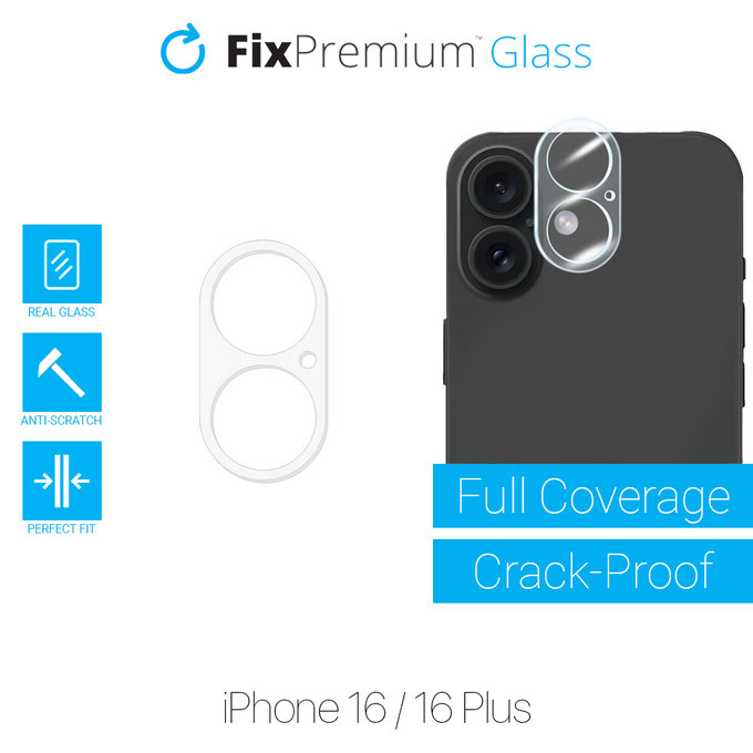 Ochrona obiektywu tylnej kamery do iPhone 16, 16 Plus, FixPremium