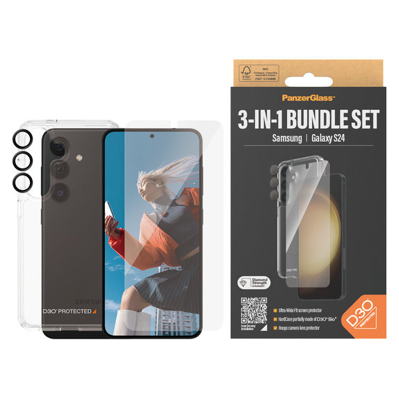 Bundle Hoops + Szkło hartowane UWF + Hard Case D3O do Samsung Galaxy S24, PanzerGlass