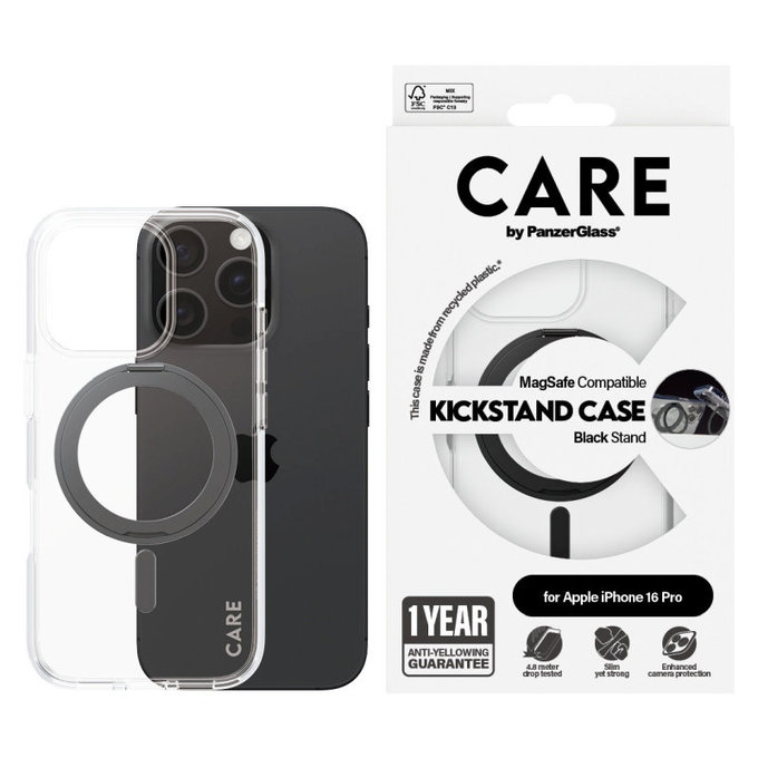 Etui Kickstand z MagSafe do iPhone 16 Pro, Czarne, CARE