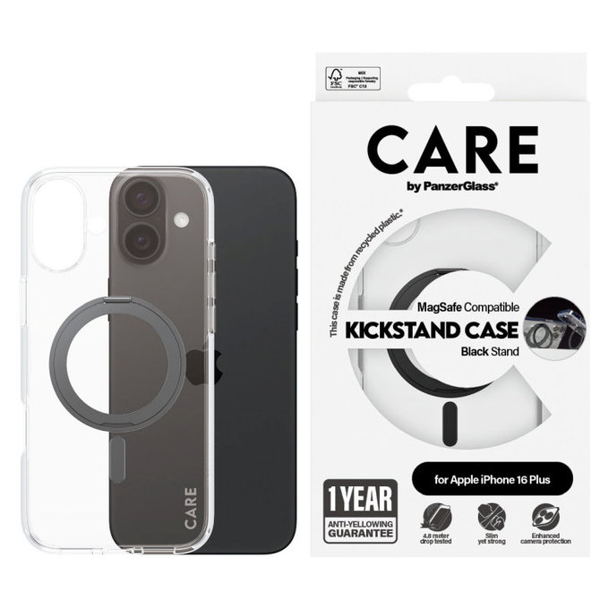 Etui Kickstand z MagSafe do iPhone 16 Plus, Czarne, CARE