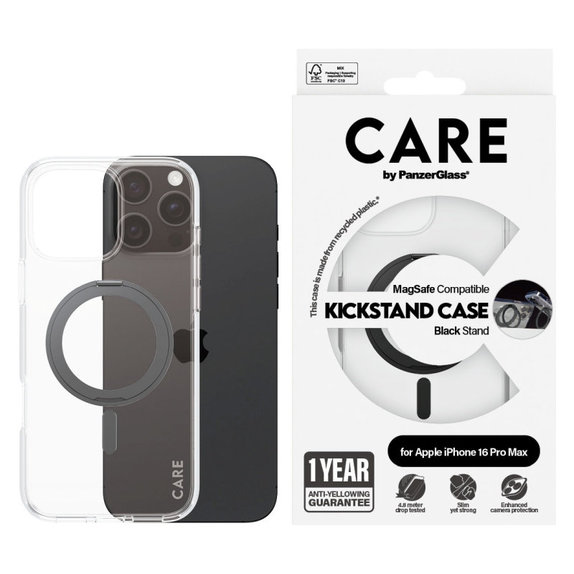 Etui Kickstand z MagSafe do iPhone 16 Pro Max, Czarne, CARE