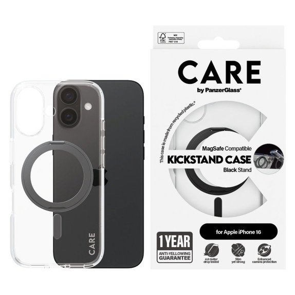 Etui Kickstand z MagSafe do iPhone 16, Czarne, CARE