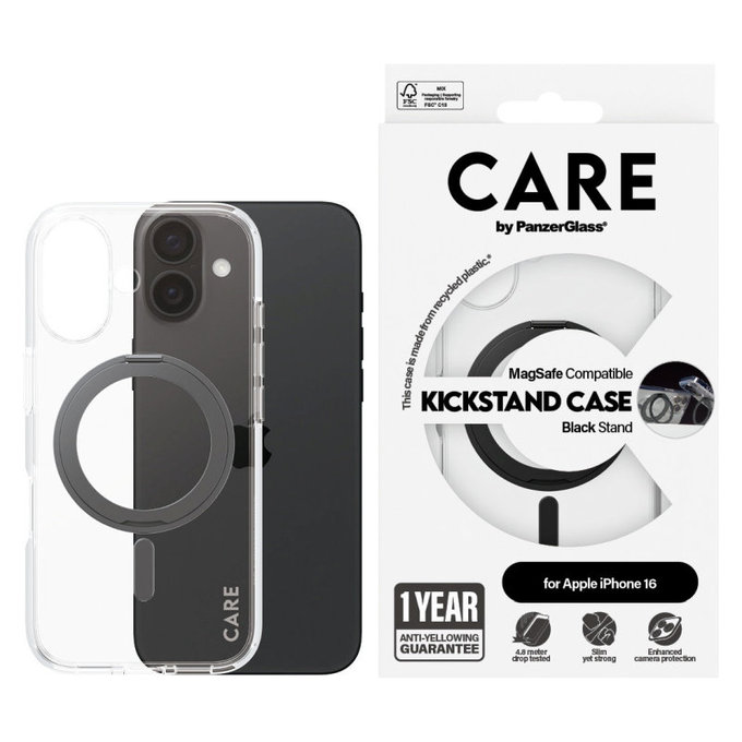 Etui Kickstand z MagSafe do iPhone 16, Czarne, CARE