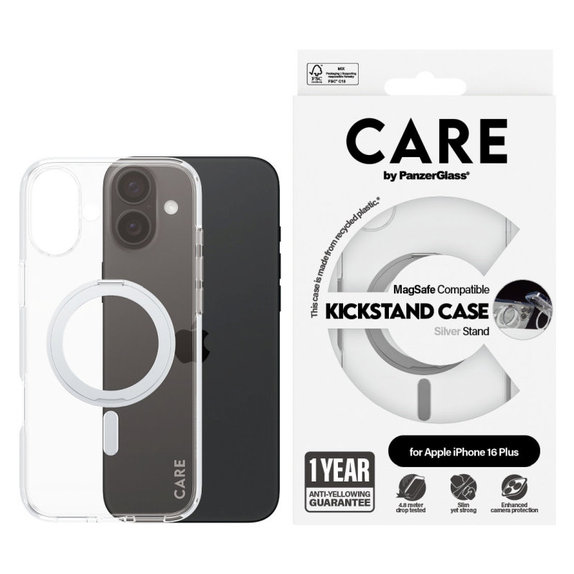Etui Kickstand z MagSafe do iPhone 16 Plus, Srebrne, CARE