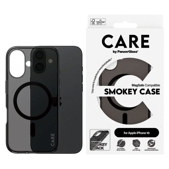 Etui Smokey z MagSafe do iPhone 16, Czarne, CARE