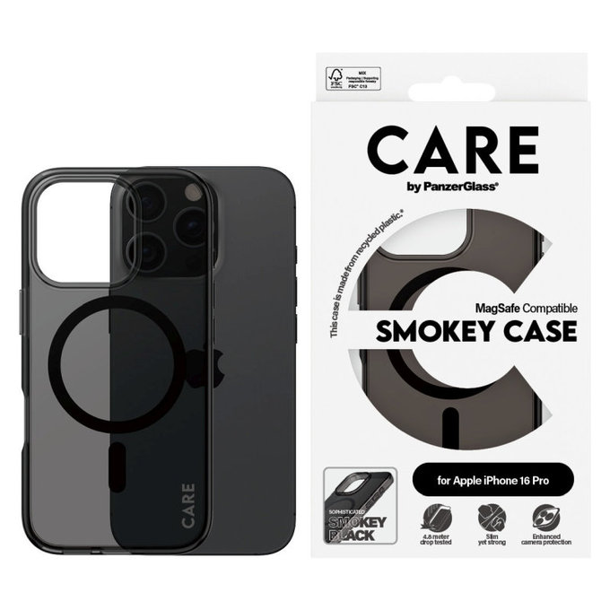 Etui Smokey z MagSafe do iPhone 16 Pro, Czarne, CARE