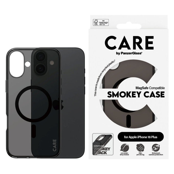 Etui Smokey z MagSafe do iPhone 16 Plus, Czarne, CARE