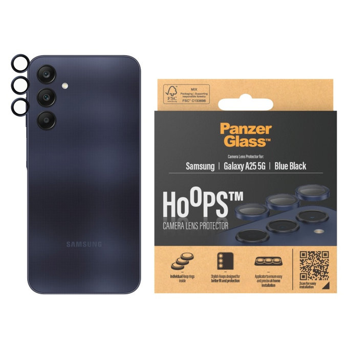 Osłona obiektywu aparatu Hoops do Samsung A25 5G, Niebieskie/Czarne, PanzerGlass
