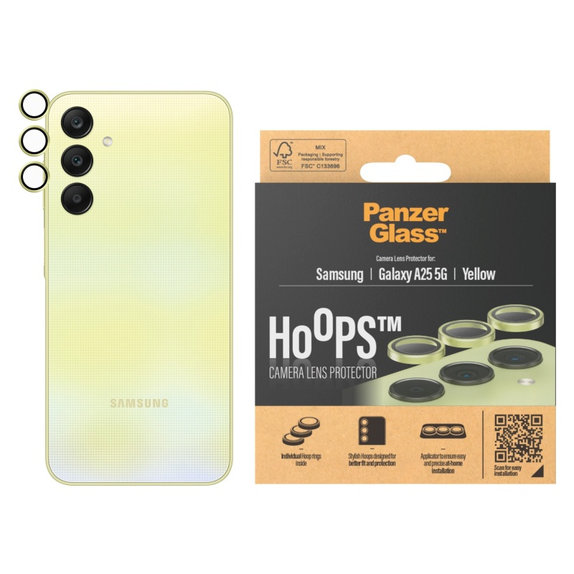 Osłona obiektywu aparatu Hoops do Samsung A25 5G, Żółte, PanzerGlass