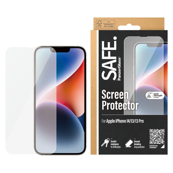 Szkło hartowane Case Friendly do iPhone 16e/14/13 Pro/13, Czarne, SAFE