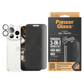 Bundle PicturePerfect + Szkło hartowane UWF Privacy + Hard Case D3O do iPhone 15 Pro, PanzerGlass