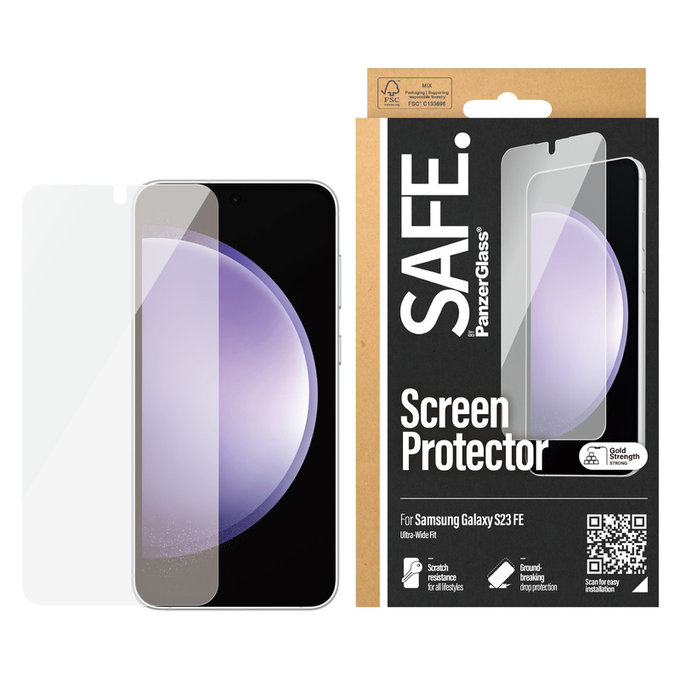 Szkło hartowane UWF do Samsung Galaxy S23 FE, Czarne, SAFE by PanzerGlass