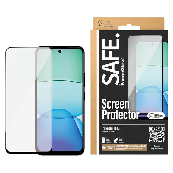 Szkło hartowane UWF do Xiaomi Redmi 13 4G, Čierne, SAFE by PanzerGlass