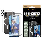 Bundle 3w1 Hoops + Szkło hartowane UWF + Hard Case do iPhone 16, PanzerGlass