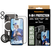Bundle Hoops + Szkło hartowane UWF + Hard Case + Magnetic Ring Mount do iPhone 16, PanzerGlass