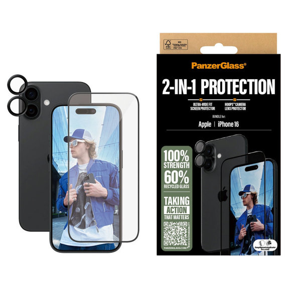 Bundle Hoops + szkło hartowane UWF do iPhone 16, PanzerGlass