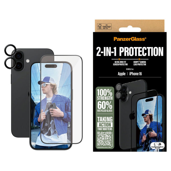 Bundle Hoops + szkło hartowane UWF do iPhone 16, PanzerGlass