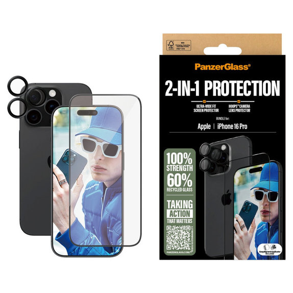 Bundle Hoops + szkło hartowane UWF do iPhone 16 Pro, PanzerGlass