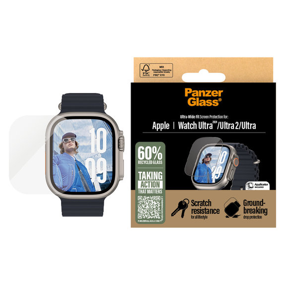 Szkło hartowane do Apple Watch Ultra 2024/Ultra 2/Ultra, Przezroczyste, PanzerGlass