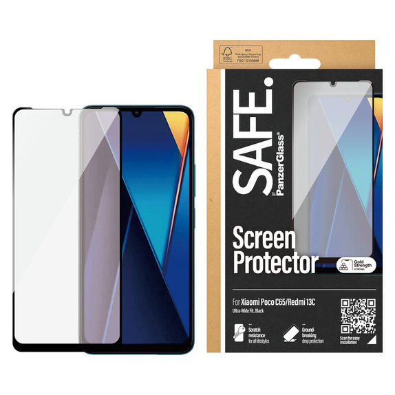 Szkło hartowane UWF do Xiaomi Redmi 13C 5G, Czarne, SAFE by PanzerGlass