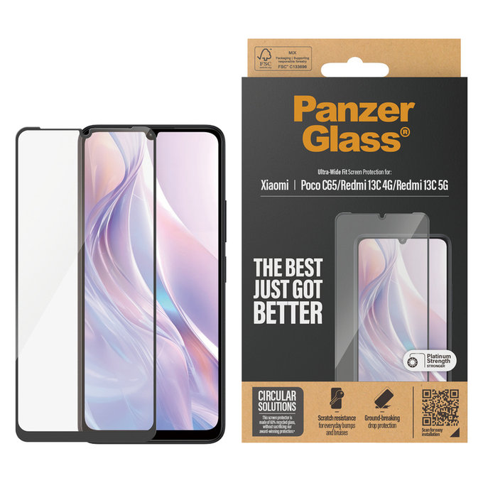 Szkło hartowane UWF do Xiaomi Redmi 13C 5G, Czarne, PanzerGlass