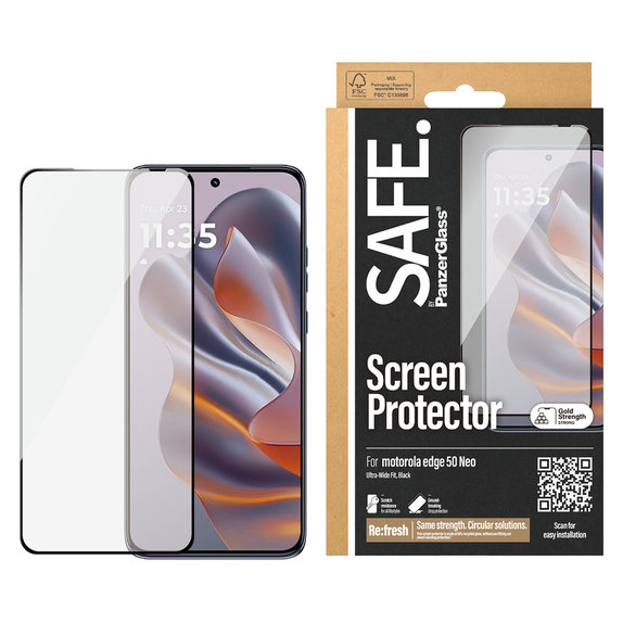 Szkło hartowane UWF do Motorola Edge 50 Neo, Czarne, SAFE by PanzerGlass