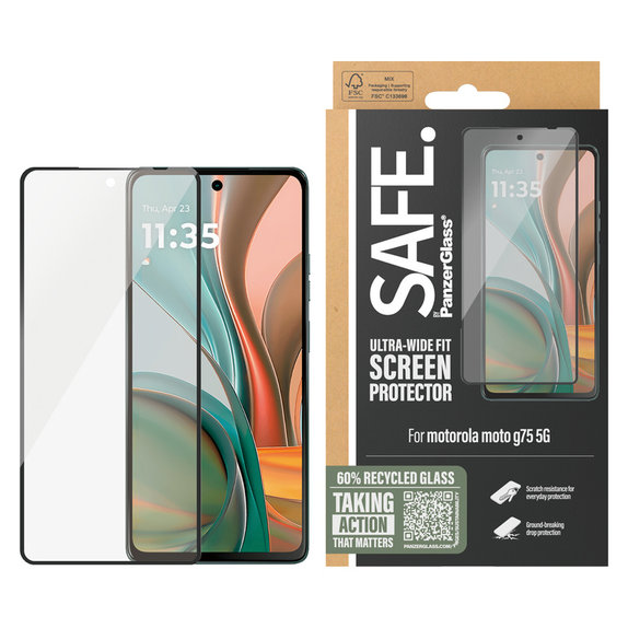 Szkło hartowane UWF do Motorola Moto G75 5G, Czarne, SAFE by PanzerGlass