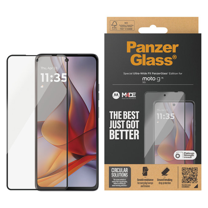 Szkło hartowane UWF do Motorola Moto G75 5G, Czarne, PanzerGlass