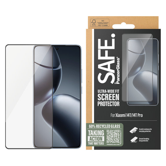 Szkło hartowane UWF do Xiaomi 14T/14T Pro, Czarne, SAFE by PanzerGlass