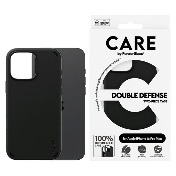 Etui Double Defense do iPhone 16 Pro Max, Czarne, CARE