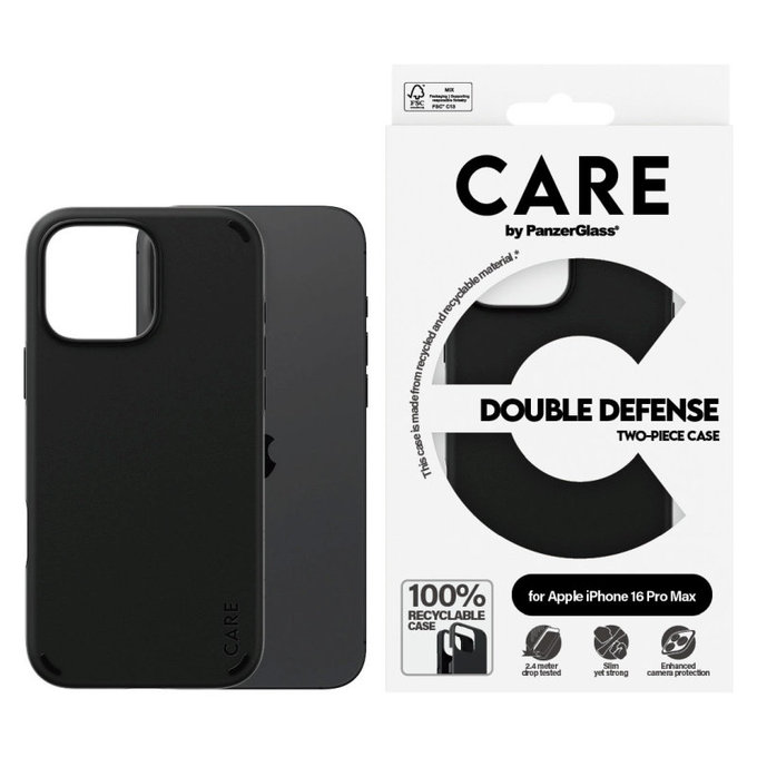 Etui Double Defense do iPhone 16 Pro Max, Czarne, CARE