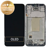 Wyświetlacz do Samsung M35 M356B, Ekran dotykowy z ramką, GH82-35001A, Czarny, Black, Genuine Service Pack