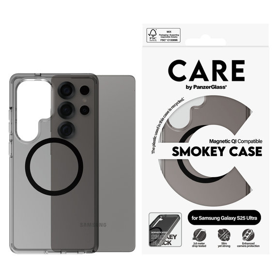 Etui Smokey z czarnym QI do Samsung Galaxy S25 Ultra, Czarne, PanzerGlass