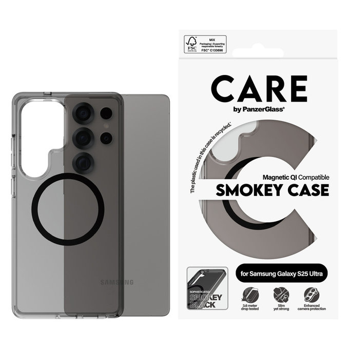 Etui Smokey z czarnym QI do Samsung Galaxy S25 Ultra, Czarne, PanzerGlass