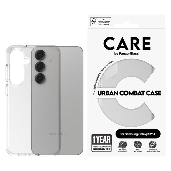 Etui Urban Combat do Samsung Galaxy S25+, Przezroczyste, PanzerGlass