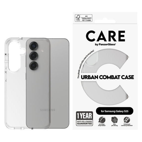 Etui Urban Combat do Samsung Galaxy S25, Przezroczyste, PanzerGlass