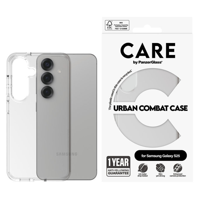 Etui Urban Combat do Samsung Galaxy S25, Przezroczyste, PanzerGlass