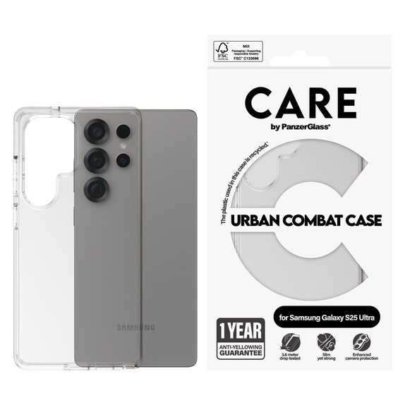 Etui Urban Combat do Samsung Galaxy S25 Ultra, Przezroczyste, PanzerGlass
