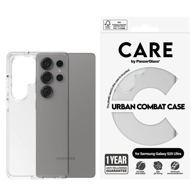 Etui Urban Combat do Samsung Galaxy S25 Ultra, Przezroczyste, PanzerGlass