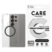 Etui Urban Combat z czarnym QI do Samsung Galaxy S25 Ultra, Przezroczyste, PanzerGlass