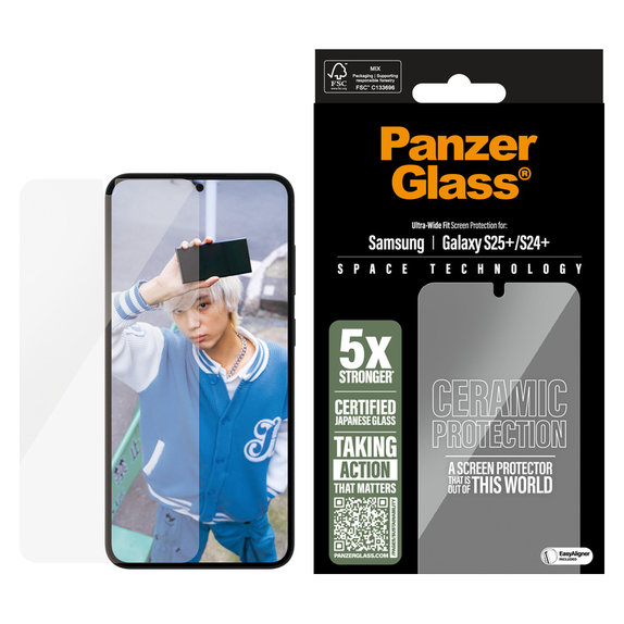 Szkło hartowane UWF Ceramic z aplikatorem do Samsung Galaxy S25+, Przezroczyste, PanzerGlass