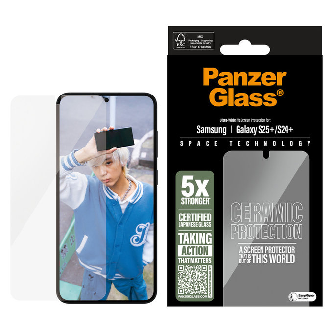 Szkło hartowane UWF Ceramic z aplikatorem do Samsung Galaxy S25+, Przezroczyste, PanzerGlass